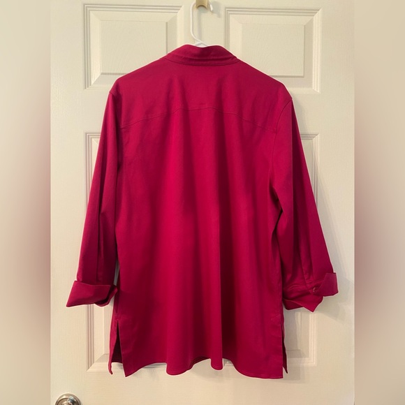 Chico's Vibrant Pink No Iron Popover Stretch Blouse - Picture 2 of 8